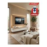 platinreyon Pureline Ledli Duvar Tv Ünitesi 180 Cm, Beyaz-meşe 140 Cm