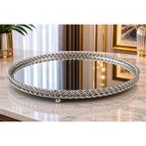 Platinum Mirror Gümüş Aynalı Dekoratif Tepsi Modern Salon Konsol Sehpa Dekoru