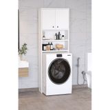 Plato Çamaşır Makinesi Dolabı 4 Raflı 2 Kapaklı Çamaşır Makinesi Dolabı Banyo Dolabı - Beyaz