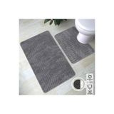 Plato Halı Akustik 2'li Set Premium Banyo Takımı 50x60 (Klozet) - 60x100 Klozet Takımı Gri