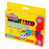 Play-Doh 12 Renk Jumbo Mum Boya Karton Kutu 11 mm Çap 100 mm Silinebilir ve Leke Bırakmaz