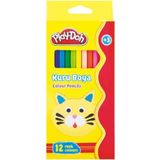 Play-Doh 12 Renk Kuru Boya 12 Adet Tam Boy Kalemler Çocuklar İçin Eğlenceli