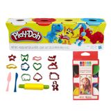 Play Doh 4'lü Oyun Hamuru ve Kalıbı + 6'lı Parmak Boyası