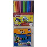Play-Doh Keçeli Kalem 12 Renk 2mm Pvc KE-005+BIC Kids Plastiline Oyun Hamuru Kurumaz