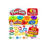 Play Doh Play-Doh 4’lü Oyun Hamuru 4x100 Gr – 11 Parça Hamur Kalıbı ve Merdane Hediyeli Çocuk Oyun Seti
