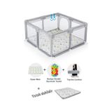 Playard Güvenli Bebek Ve Çocuk Oyun Alanı Oyun Parkı 120x120 Oyun Matı Topları Ve Yataklı Açık Gri acik-gri