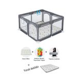 Playard Güvenli Bebek Ve Çocuk Oyun Alanı Oyun Parkı 120x120 Oyun Matı Topları Ve Yataklı Gri gri