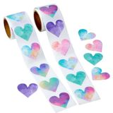 Playbees Çocuklar için Suluboya Kalp Çıkartmaları - 200 Paket Gökkuşağı Kalp Temalı Tasarım - Sevgililer Günü Çocukları Eğitici Sanat ve El Sanatları, Scrapbooking, Öğretmen Ödülleri, Sınıf Ödülü,