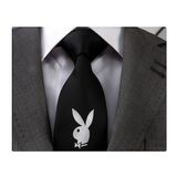 Playboy Tavşan Simgesi Siyah Kravat