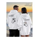 Player 1 Player 2 Sevgili Kombini Hoodie – Unisex Oversize Kapüşonlu Sweatshirt 2’Li Set