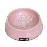 Playfull 8 oz Pembe Beyaz Mermerit Kedi Köpek Mama ve Su Kabı