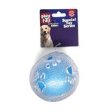 Playfull Öten Pati Desenli Şeffaf Plastik Top Köpek Oyuncağı 7,5 Cm Beyaz