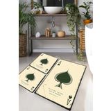 Playıng Cards Djt 3lü Set Banyo Halısı Banyo Paspası