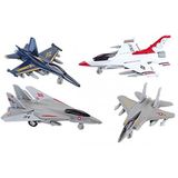 Playmaker Toys SetOf4 Amerika Birleşik Devletleri Hava Kuvvetleri Süper Sonik Jet Koleksiyonu 3,5 inç Kalıp Döküm Metal Model Oyuncaklar Geri Çekme Aksiyonu F/A-18, F-15, F-14, F-16