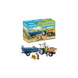 Playmobil Country 71249 Römorklu Traktör, Taşıma Kutuları Dahil, Organik Çiftlik Için Yeşil Traktör