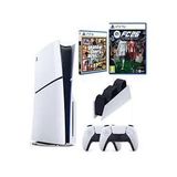 PlayStation 5 Slim Konsol+2. kol DualSense Kontrolcü+Şarj İstasyonu+ FC 26 ve GTA V