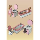 playvia Oyun Evi Ahşap Banyo Seti, 3 Parça Çekmeceler ve Kapaklar Aktif Çalışır