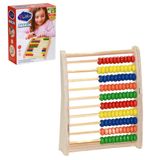 Playwood Ahşap Abaküs, 100 Adet Ahşap Boncuk (6 Farklı Renk), Çocuk Oyuncak, Eğitim Oyuncak