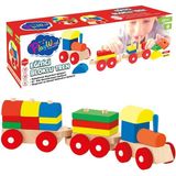 Playwood ahşap Eğitici Bloklu Tren 18 Parça Bul-Tak Oyuncak Seti ONY-3511 Adet - Çok Renkli