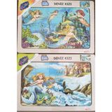 Playwood Ahşap Eğitici Puzzle 2 Adet 20 Parça 24X34 Cm- Deniz Kızı