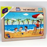 Playwood Ahşap Eğitici Puzzle 4 Adet 24X34 cm 20 Parça - Yaz Mevsimi