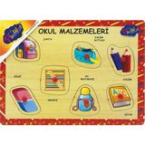 Playwood Ahşap Tutmalı Okul Malzemeleri Puzzle
