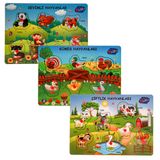 Playwood Ahşap Tutmalı Puzzle Çiftlik Sevimli Kümes Hayvanları