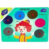 Playwood Onyıl Oyuncak 5760068 Ahşap Tutmalı Puzzle-Renkler Palyaçolu