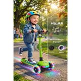 PlayZen Işıklı Müzikli 3 Tekerlekli Çocuk Scooter, Led Tekerlekli, Işıklı Tabanlı, Arka Frenli Scooter 3+ Yaş
