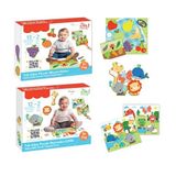 PlayZen Tak Çıkar 2'li Puzzle Seti, Hayvanlar ve Meyve Sebze Temalı, Ahşap Eğitici Oyuncak, 3 Yaş ve Üzeri, 22,5x19,5 cm, 25 Parça