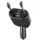 PLDHPRO Geri Çekilebilir Araç Şarj Cihazı, Geri Çekilebilir USB i ve Tip C Kabloları (31.5") ve iPhone 15/14/13/12 Pro Max XR, iPad, Samsung, Pixel için Çift Şarj Portu ile 100W Hızlı Şarj USB C Araç Şarj