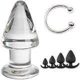 PleasureBox Seks Oyuncağı 9 cm + At Nalı Penis Başı Halkası 30 mm + Silikon 4 Parça Anal Tıkaç Seti