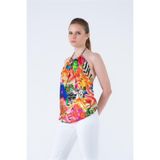 PleasureOfSilk Chance Ipek Bluz Halter Yaka Renkli S/M