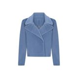 PleasureOfSilk Tüylü Peluş Crop Mont mavi M