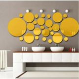 Pleksi 26 Parça Yuvarlak Ayna Duvar Dekoru Salon Oturma Yatak Odası Için 120X60CM Ayna Seti - Altın - 60 x 120