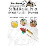 Pleksi Akrilik Resim Paleti 30X40 3mm 1 Adet Oval Palet Plastik Şeffaf Resim Boya Paleti Orta Boy B - Çok Renkli