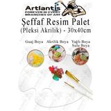 Pleksi Akrilik Resim Paleti 30X40 3mm 1 Adet Oval Palet Plastik Şeffaf Resim Boya Paleti Orta Boy Boyama Tepsisi - Standart