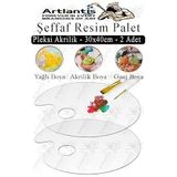 Pleksi Akrilik Resim Paleti 30x40 3mm 2 Adet Oval Palet Plastik Şeffaf Resim Boya Paleti Orta Boy Boyama Tepsisi