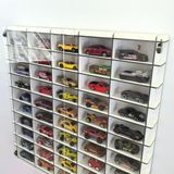 Pleksi Kapaklı 1/64 Ölçek 50Araç Hotwheels Matchbox metal araç Uyumlu Model Oyuncak Araba Rafı-Beyaz
