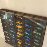Pleksi Kapaklı 1/64 Ölçek 50Araç Hotwheels Matchbox metal araç Uyumlu Model Oyuncak Araba Rafı-Ceviz