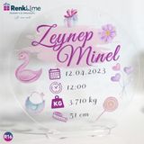 Pleksi Kapı Süsü Kız Bebek Doğum Tarihli