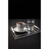Pleksi Silver Kulplu Mini Tepsi – Şeffaf Pleksi Dekoratif Sunum ve Organizer Tepsisi - Gümüş