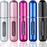 Plenitude Parfüm püskürtücü, doldurulabilir 5 adet seyahat parfümü şişesi, mini 5 ml atomizör sprey şişesi, taşınabilir, boş koku şişesi kabı, parfüm, tıraş sonrası seyahat, tatil ve gece dışarı çıkmak için