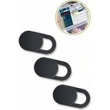 Plentiful 3’lü Webcam Kapatıcı – Laptop, Tablet ve Telefon Uyumlu Gizlilik Kamera Kapağı (Plastik) - Siyah
