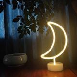 Plentiful Dekoratif Pilli Ay Tasarımlı 3D Neon Led Masa Ve Gece Lambası