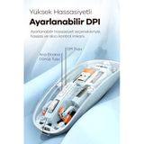 Plentiful Kablosuz Mouse Fare Şarjlı Bluetooth Wireless Çift Modlu Sessiz 5 Tuşlu Şeffaf Dpı Kontrol Beyaz