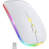 Plentiful Rgb Işıklı Şarjlı Kablosuz 2.4g+bluetooth Mouse Sessiz Beyaz