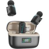 Plentiful S35 Mını Kablosuz Yaka Mikrofonu | 2’li Set | Gürültü Engelleyici | 30 Sa Pil Ömrü L 2.4g | | Şarj Kutulu - Siyah