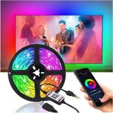 Plentiful Tv Arkası Bluetooth Rgb USB Silikonlu LED Şerit Aydınlatma 16 Renk - 5 Metre - Çok Renkli