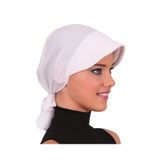 Plise Şapka Beyaz Hazır Türban Tesettür Havuz Bonesi